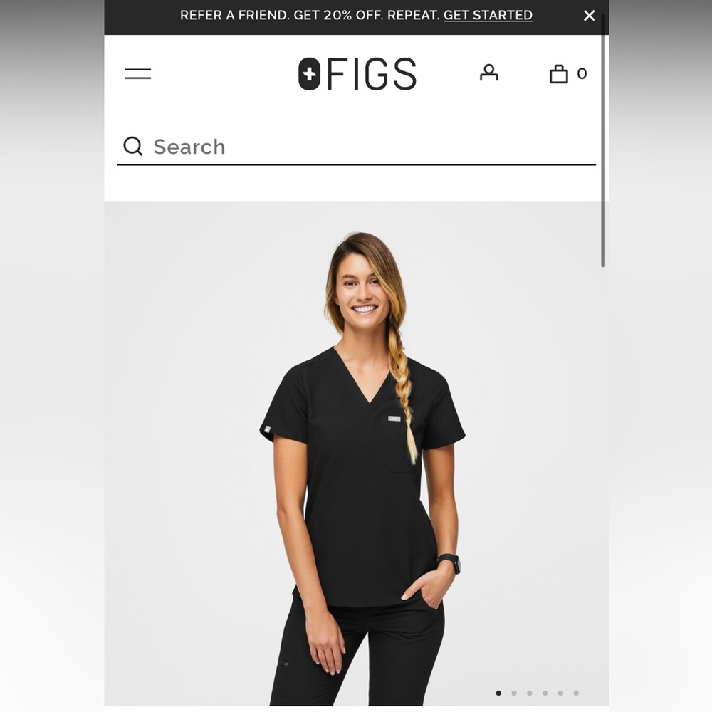 Figs Catarina One Pocket Scrub Top Black XL